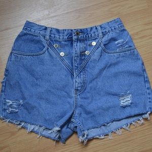 Vintage 80's High Waisted Distressed Jean shorts